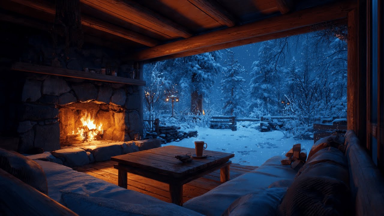 Cozy Winter Cabin & Fireplace Sounds 🔥 Relaxing Ambience for Deep Sleep