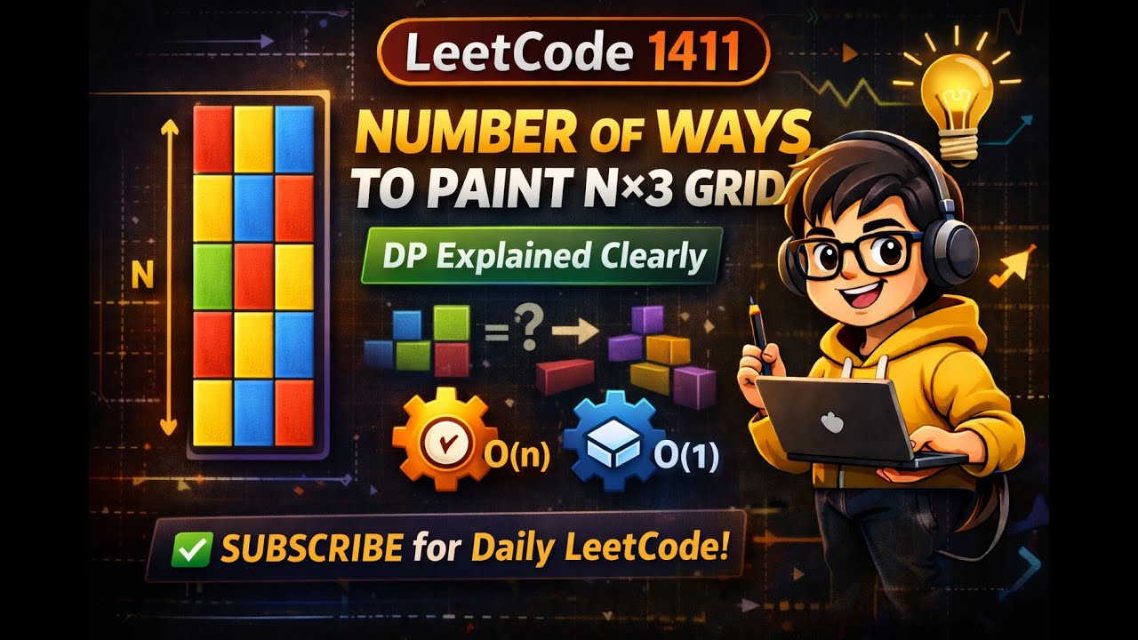 LeetCode 1411 | Number of Ways to Paint N×3 Grid | DP Explained Clearly