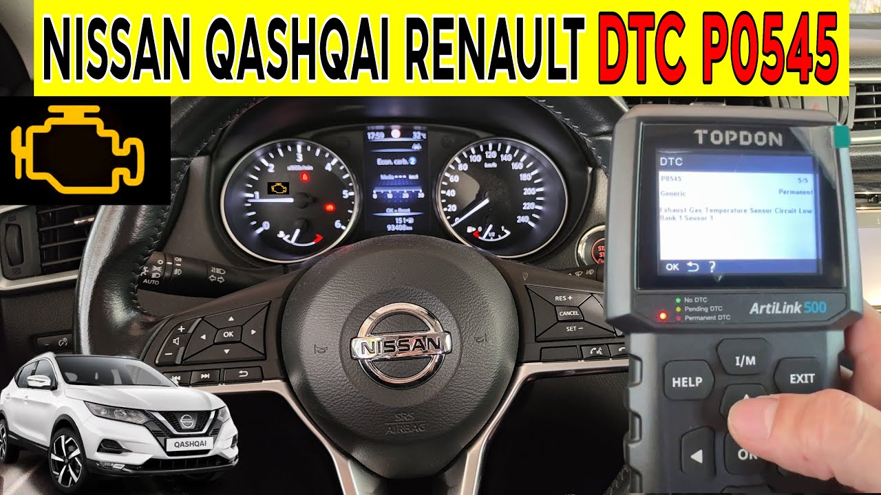 Nissan Qashqai Errore P0545 Exhaust Gas Temperature Sensor Circuit Low Bank Sensor 1.5 k9k -Lambda 2