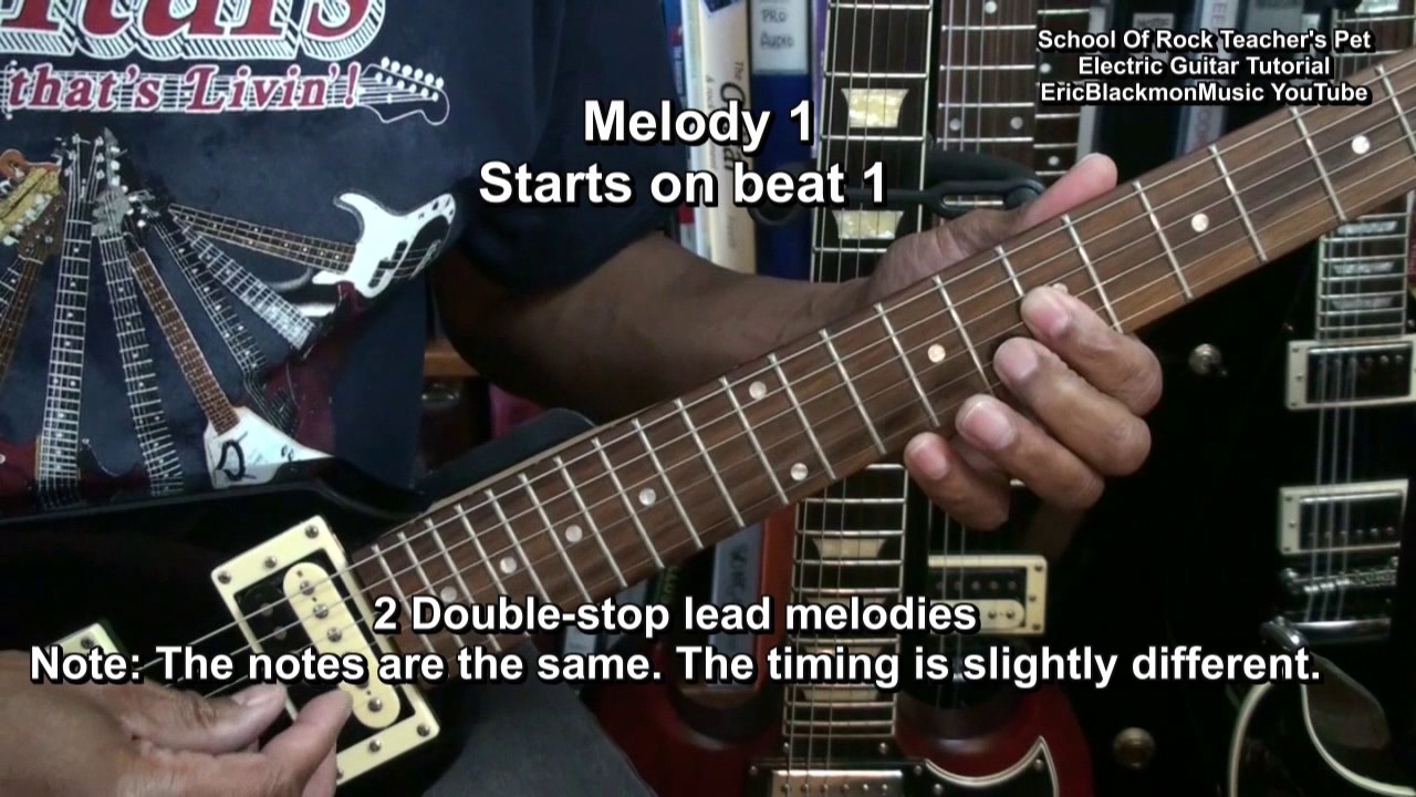 TEACHER'S PET School Of Rock Zack Mooneyham Intro Lead Riff Guitar Lesson @EricBlackmonGuitar