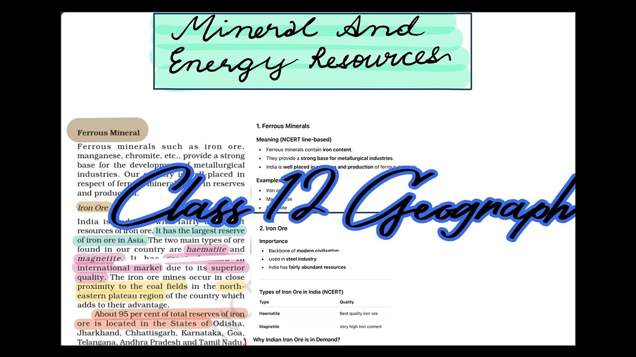Ferrous Minerals- Iron ore | Ch- Mineral and Energy Resources | Class 12 Geography 