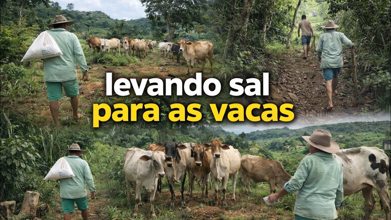 Levando sal pras vacas. Sítio Castro. Janeiro 2026