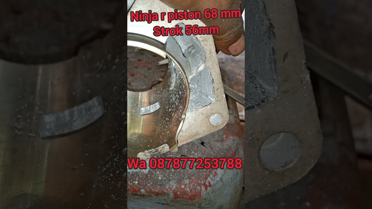 ninja piston 68 mm. setrok up 2 mm = 56 mm..  yuk liat prosesnya