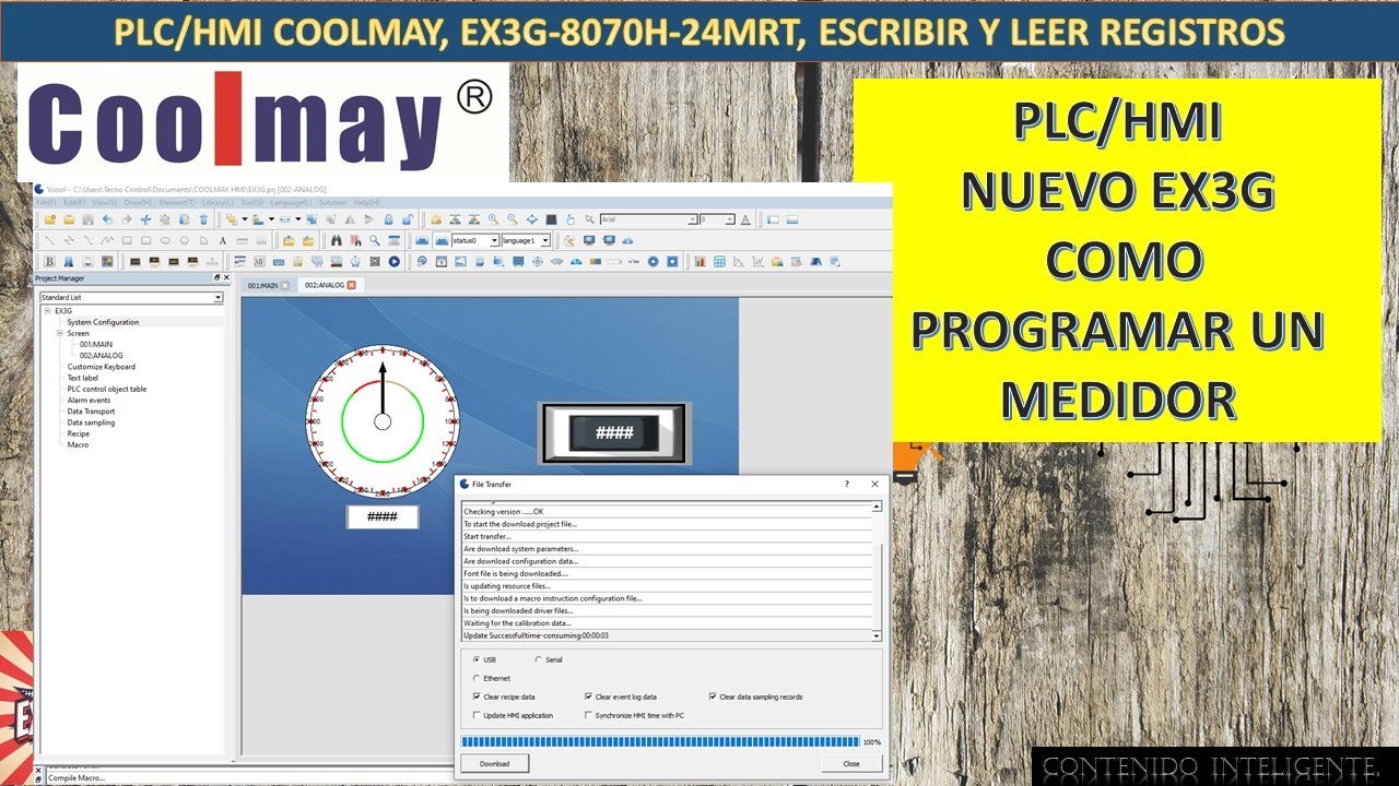 04-PLC/HMI COOLMAY, EX3G-8070H-24MRT, ESCRIBIR Y LEER REGISTROS