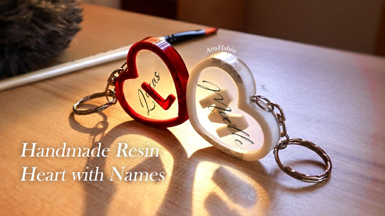 Personalized Resin Heart Couple Keychain The Cutest Gift Ever!