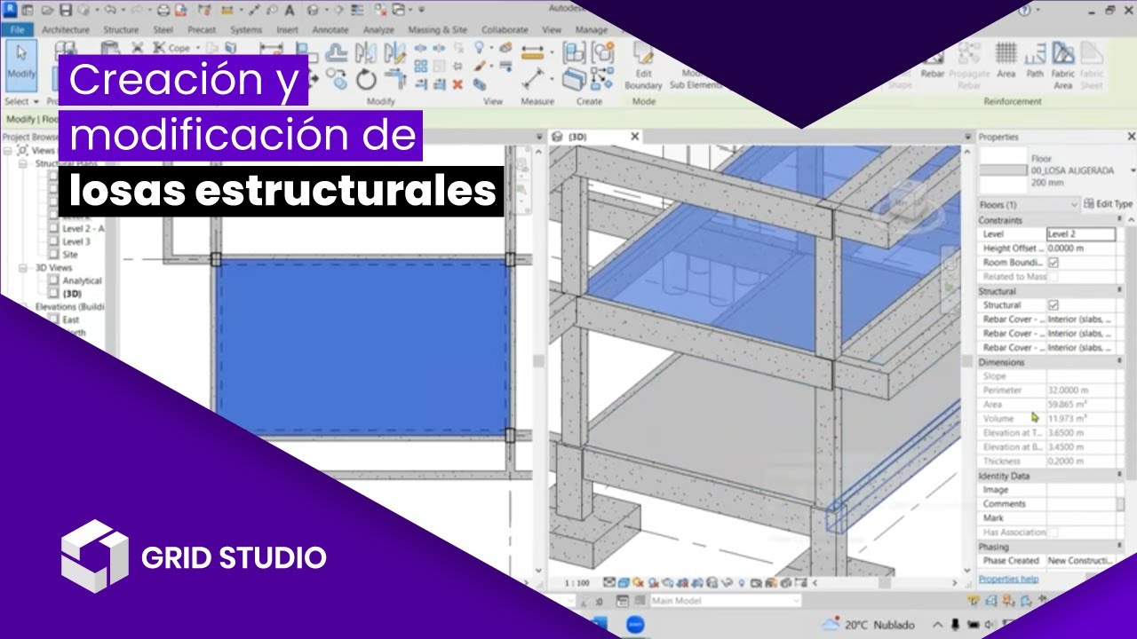 Tutorial de Revit - Creación y modificación de losas estructurales | Grid Studio