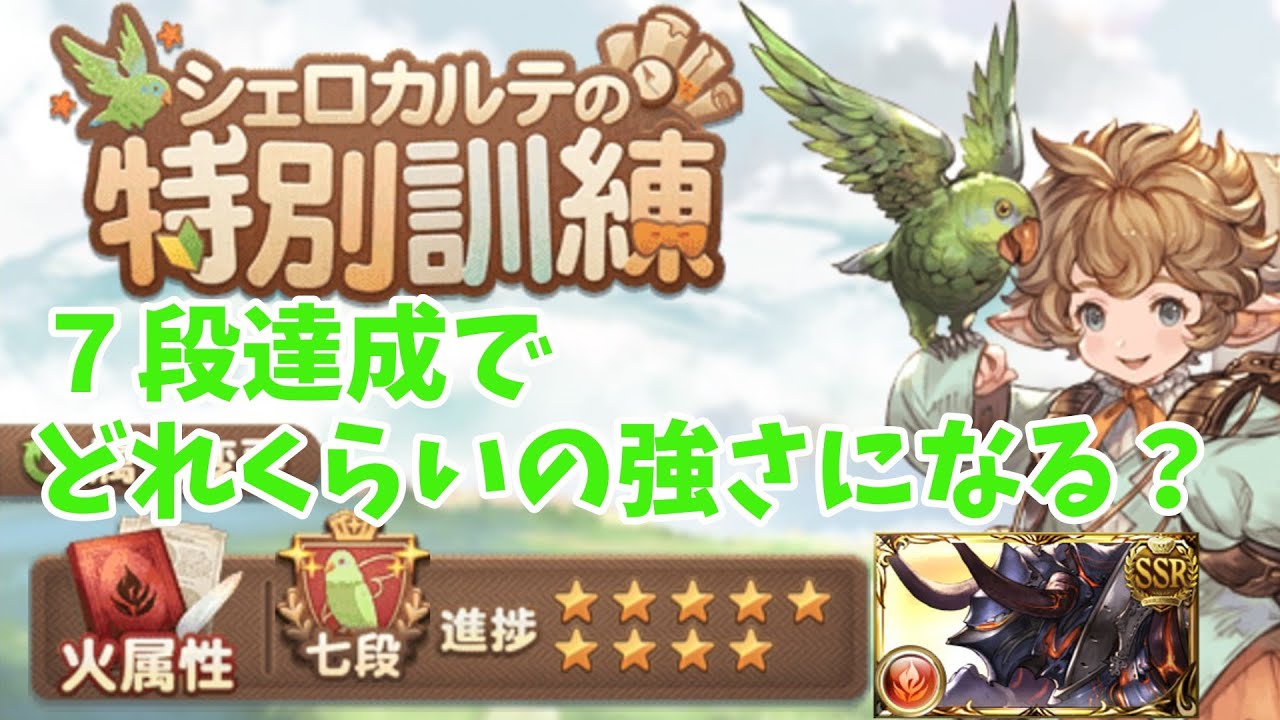 【グラブル】初心者向け、シェロカルテの特別訓練を7段達成でどれくらいの強さになる？【グランブルーファンタジー】