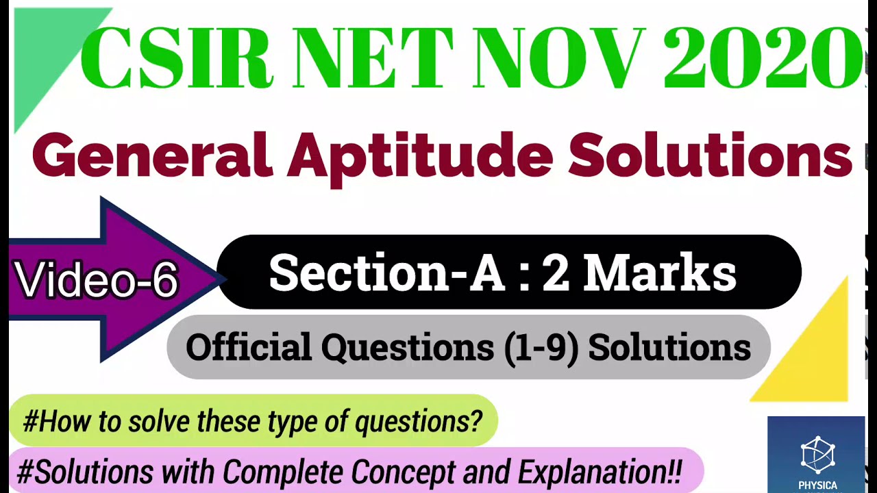 6. CSIR NET NOV 2020 |General Aptitude Ques(1-9) Solutions |Section-A: 2-Marks |NTA Exam