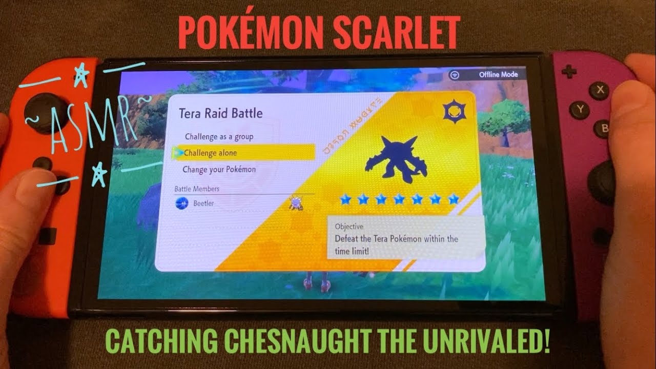 ASMR Playing Pokémon Scarlet – Catching 7-Star Mightiest Mark Chesnaught – Tera Raid