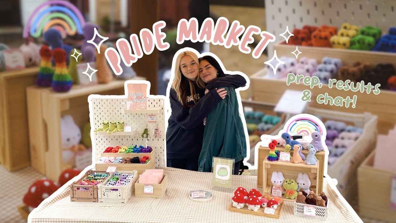 crochet market vlog!💖 // best selling items, results & market prepping🐸🌈