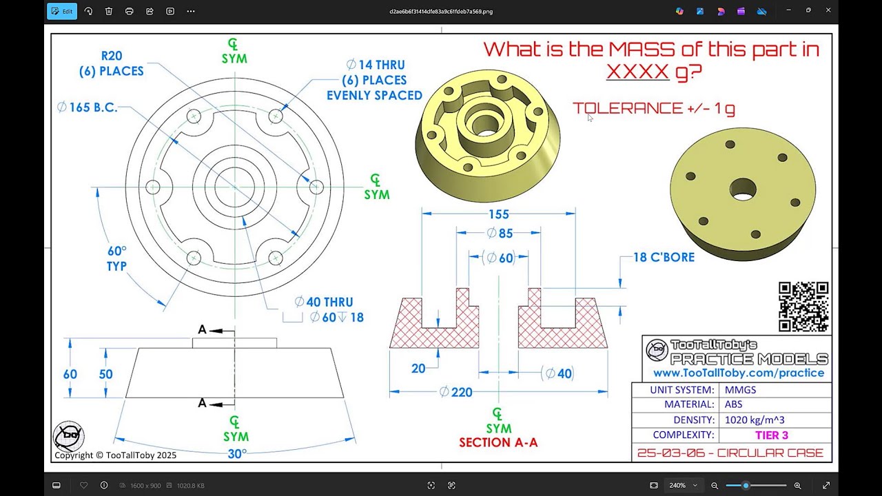 Too Tall Toby Practice Models Performed in IronCAD - Practice 25-03-06 Circular Case