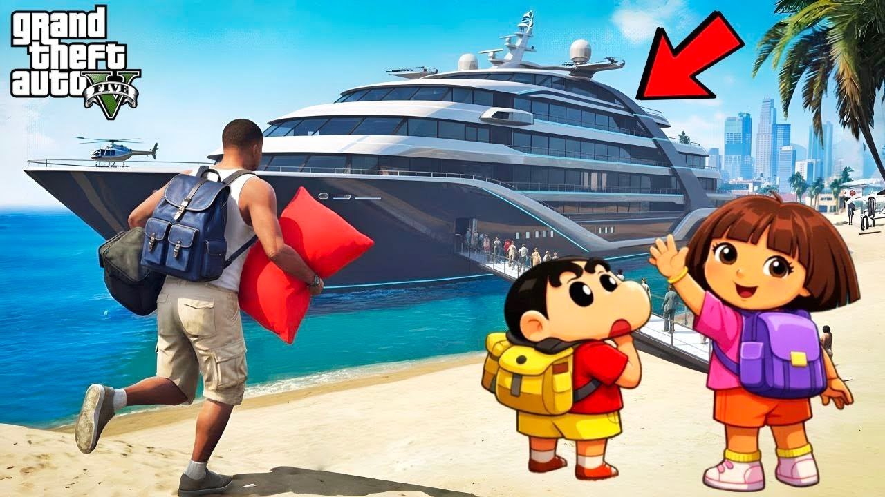 Franklin, Shinchan, Dora & Meenu First Time in World’s Most Luxurious Cruise Ship🚢 | GTA 5 Tamil Mod