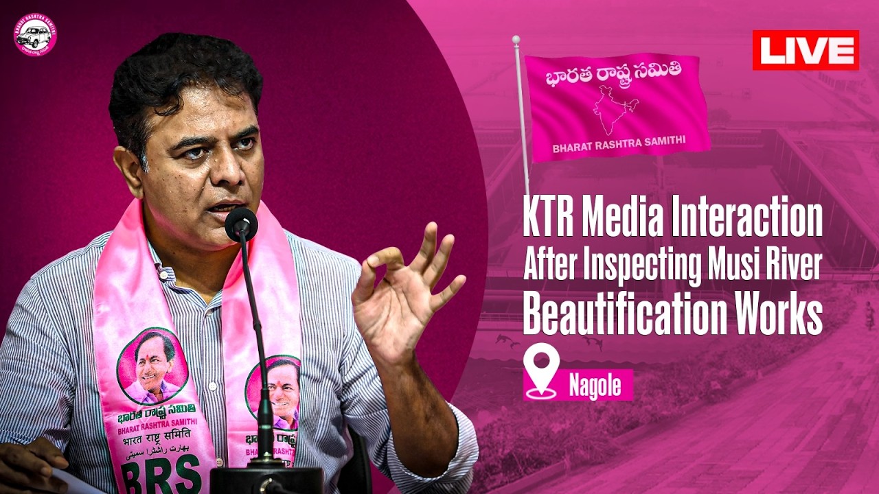 LIVE: KTR Media Interaction After Inspecting Musi River Beautification Works at Nagole