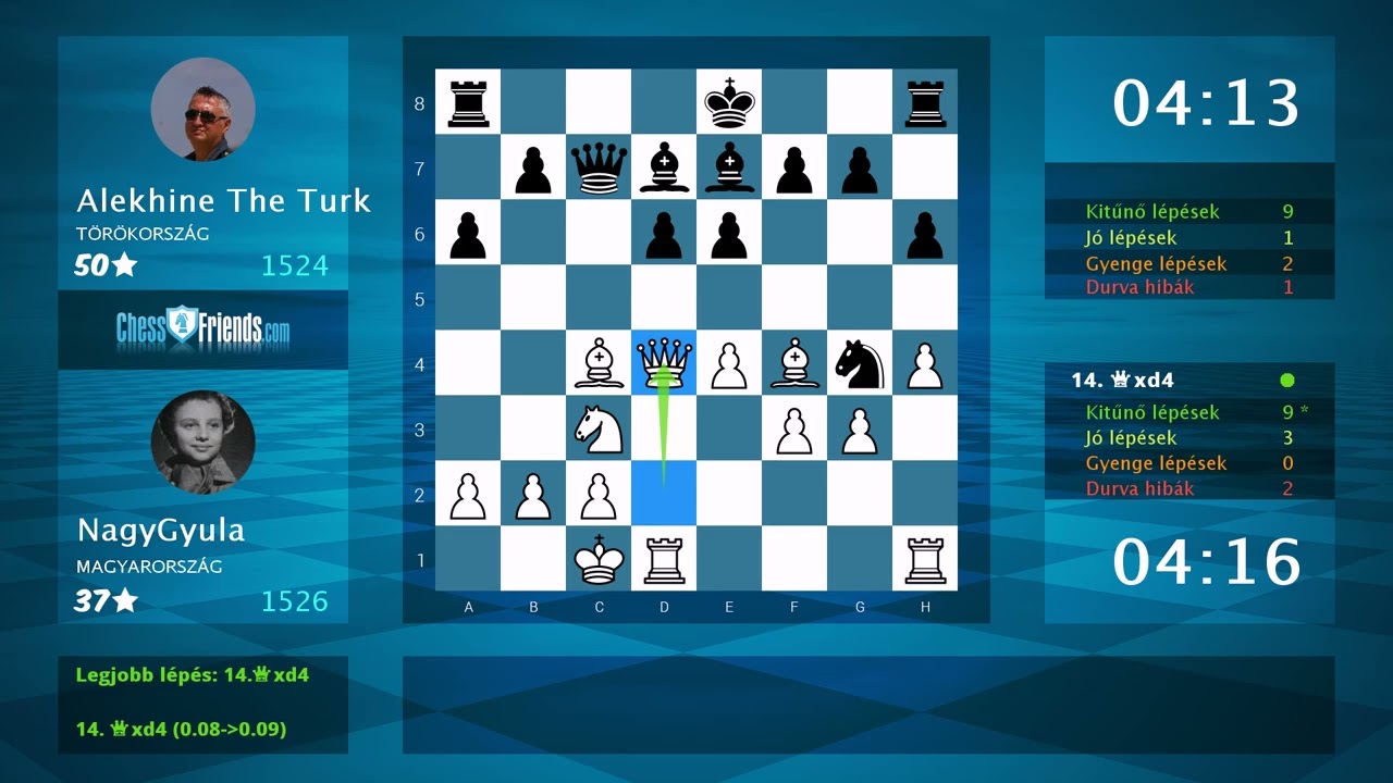 Sakkjáték elemzése: NagyGyula - Alekhine The Turk, 1-0 (a ChessFriends.com által)