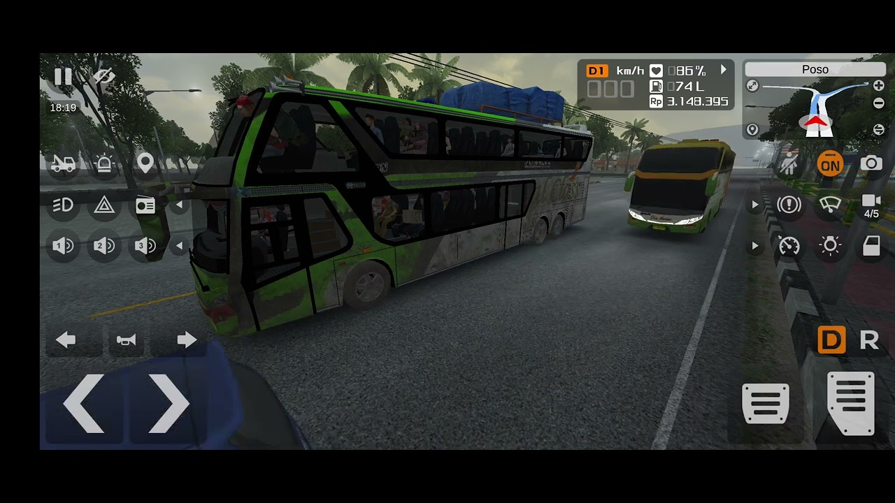 Bus simulator, palu - makasar rute pulau kalimantan