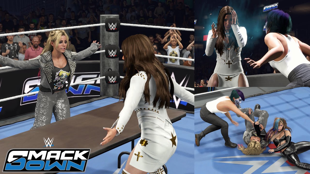 WWE 2K25 SMACKDOWN : ASUKA & KAIRI SANE CRASH CRISTINA & ALEXA BLISS CONTRACT SIGNING