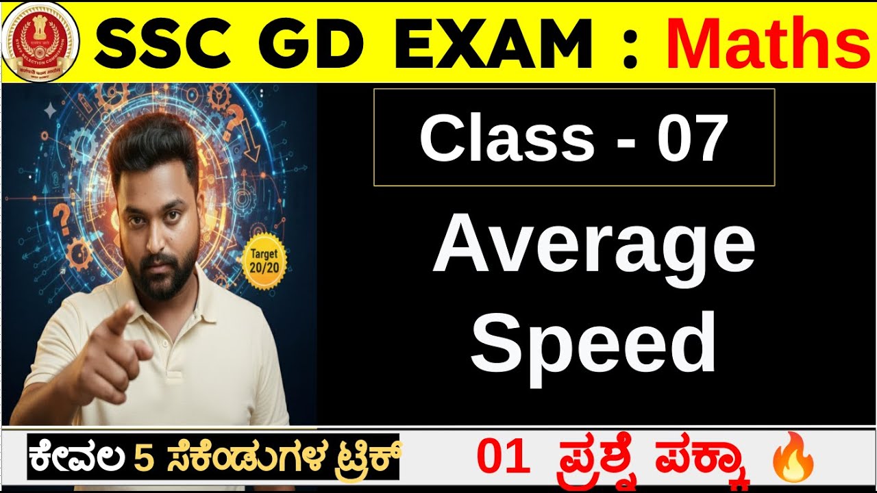 SSC GD 2026 Maths Class 07 | Average Speed (ಸರಾಸರಿ ವೇಗ) Top Repeated Questions in Kannada