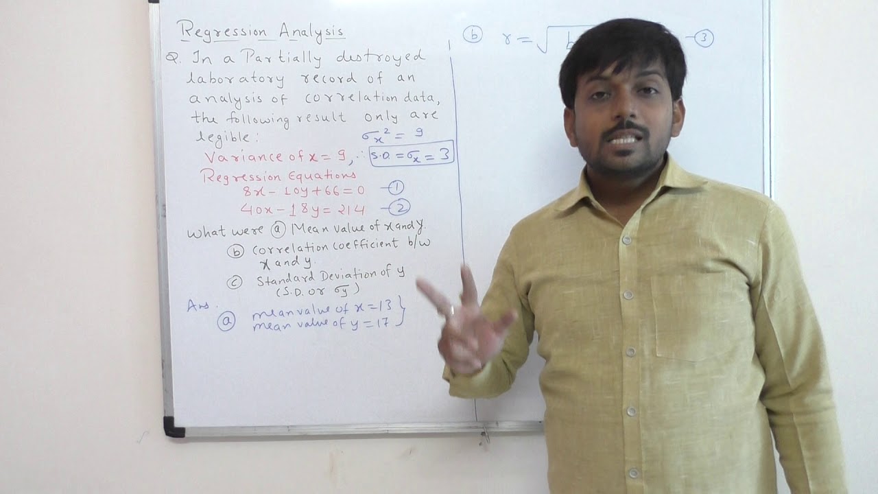 Regression Analysis 04 | To find Means, Coefficients and SD from  Lines of Regression|