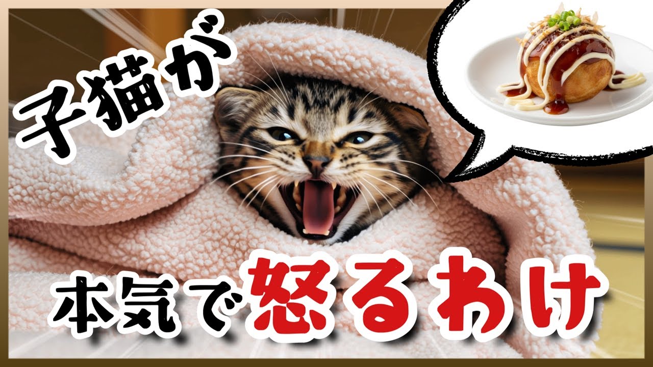 もふめし。/ 優しい子猫が本気で拗ねた日…タコ焼き全部食べられた🔥 – Kitten’s Angry Day