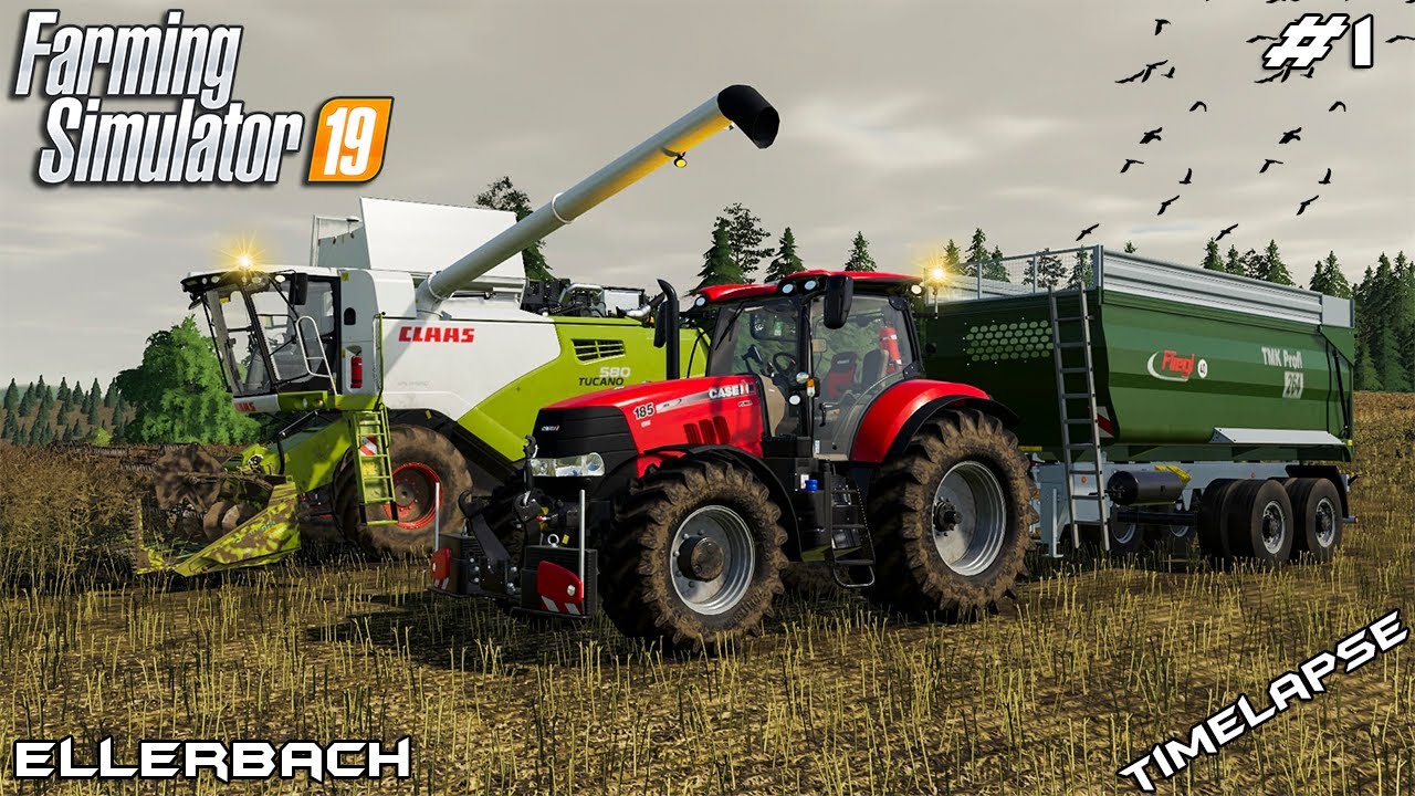 Harvesting barley,wheat, oat & canola | Animals on Ellerbach | Farming Simulator 19 | Episode 1