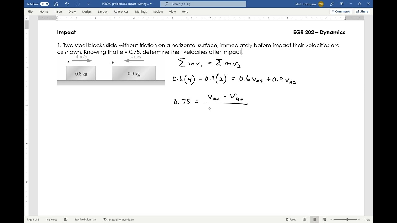 Dynamics Impact Example 1