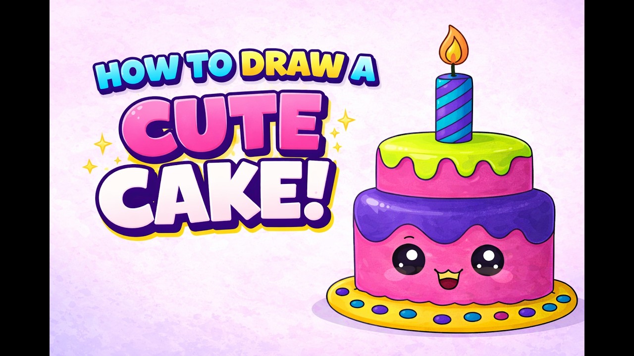 How to Draw a Cute Birthday Cake 🎂 | Easy Drawing for Kids