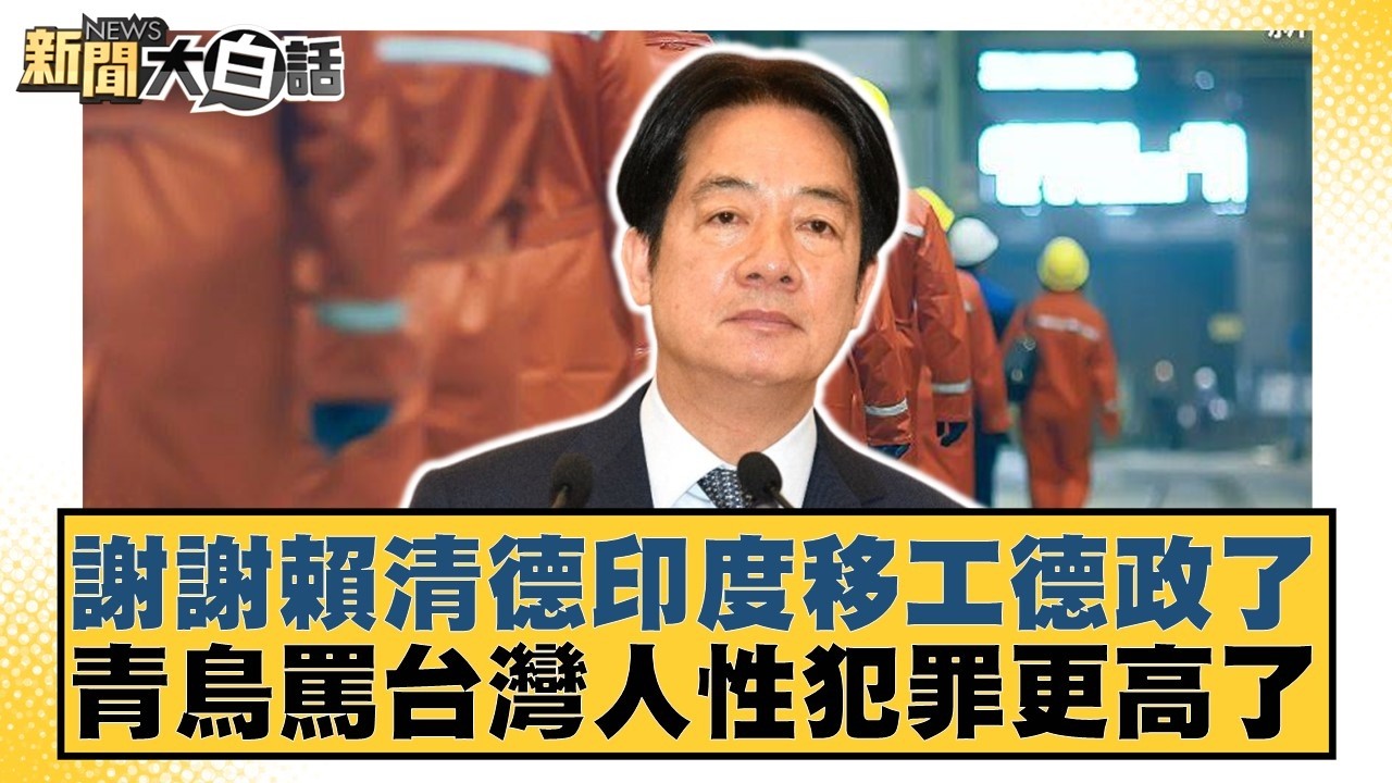 謝謝賴清德印度移工德政了 青鳥罵台灣人性犯罪更高了【#新聞大白話】20260412-9｜#謝寒冰 #羅旺哲 #何景榮
