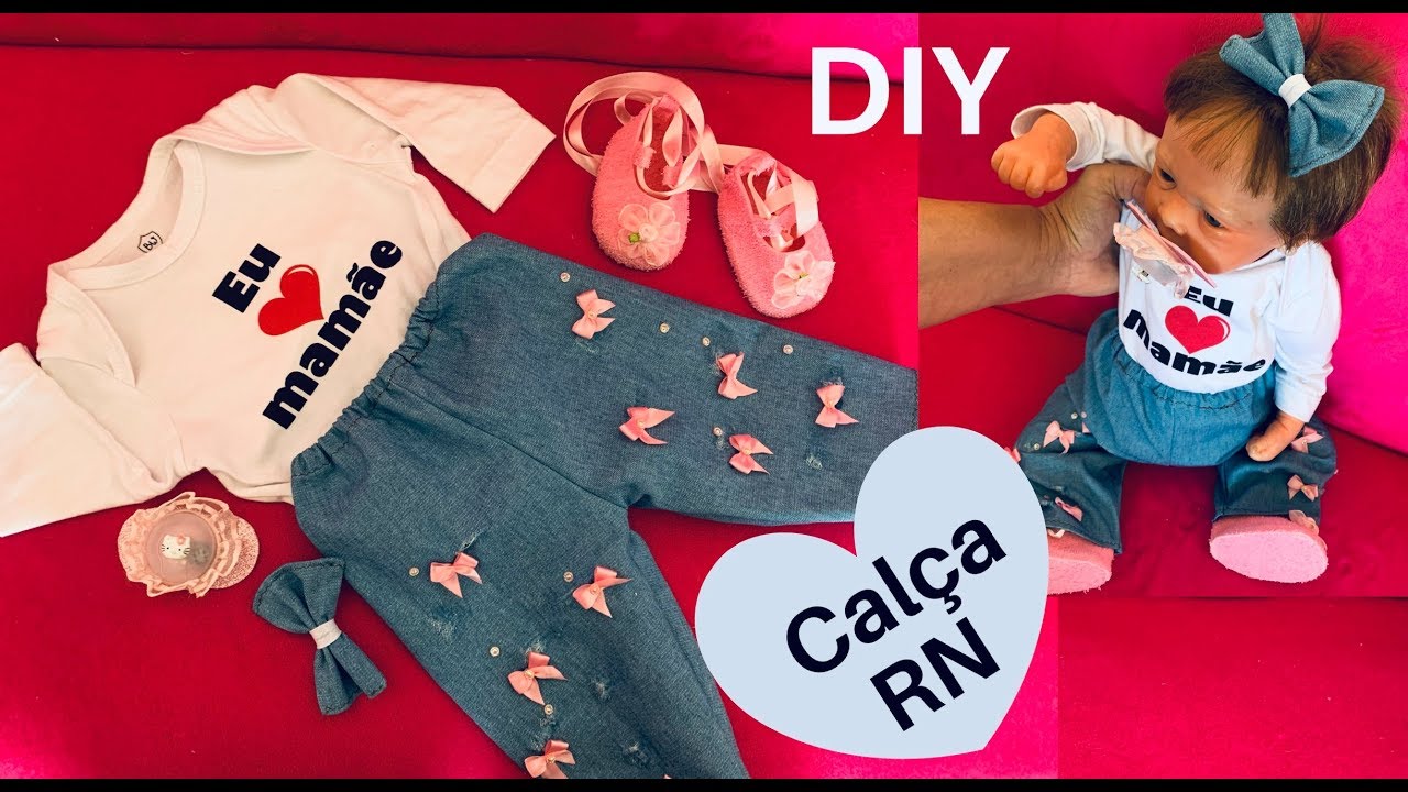 CALÇA JEANS + MOLDE para Bebês RN e Boneca Reborn - Diy - Risoleta