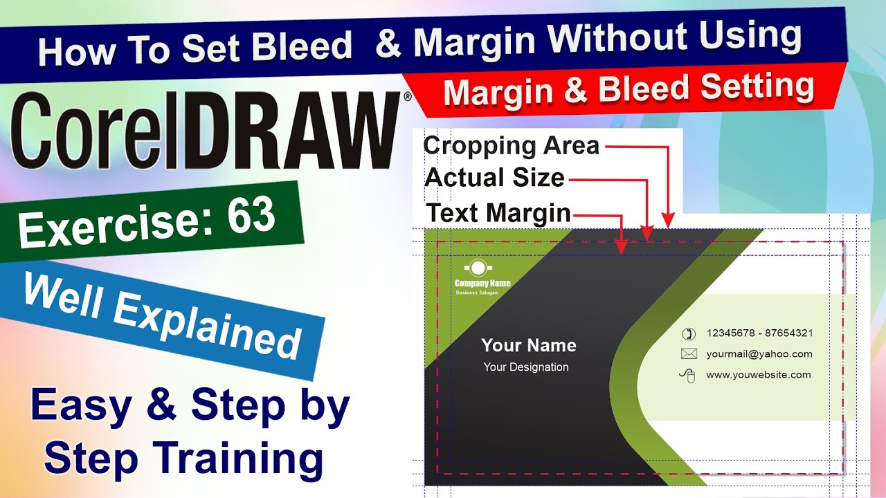 Как настроить поля и обрез без использования настроек по умолчанию в Corel Draw. Упражнение № 63 ...