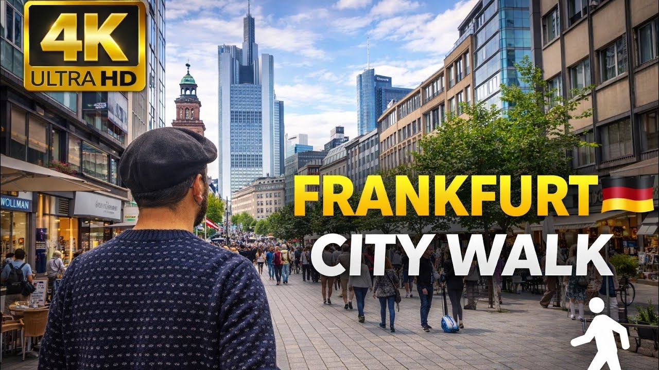 Frankfurt 4K Walking Tour 🇩🇪 | City Center, Skyscrapers & Streets | Ultra HD