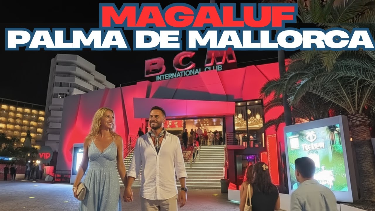 Walking Tour of Magaluf Palma de Mallorca at Night | Crazy Nightlife in Spain 4K