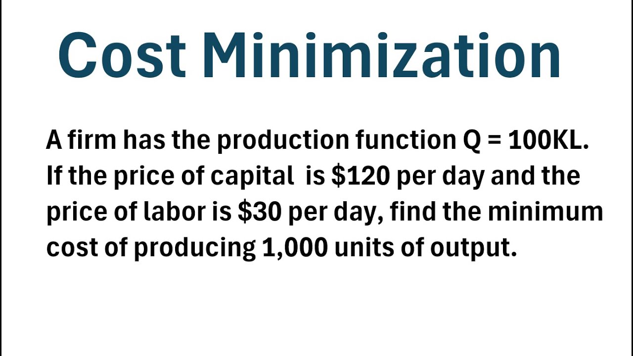 How to Find Minimum Cost Given a Production Function