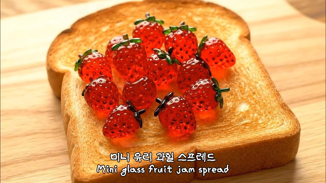 작은 유리 과일 토스트 스프레드 모음 🍓✨ㅣSatisfying Glass Jam Spread AI ASMR