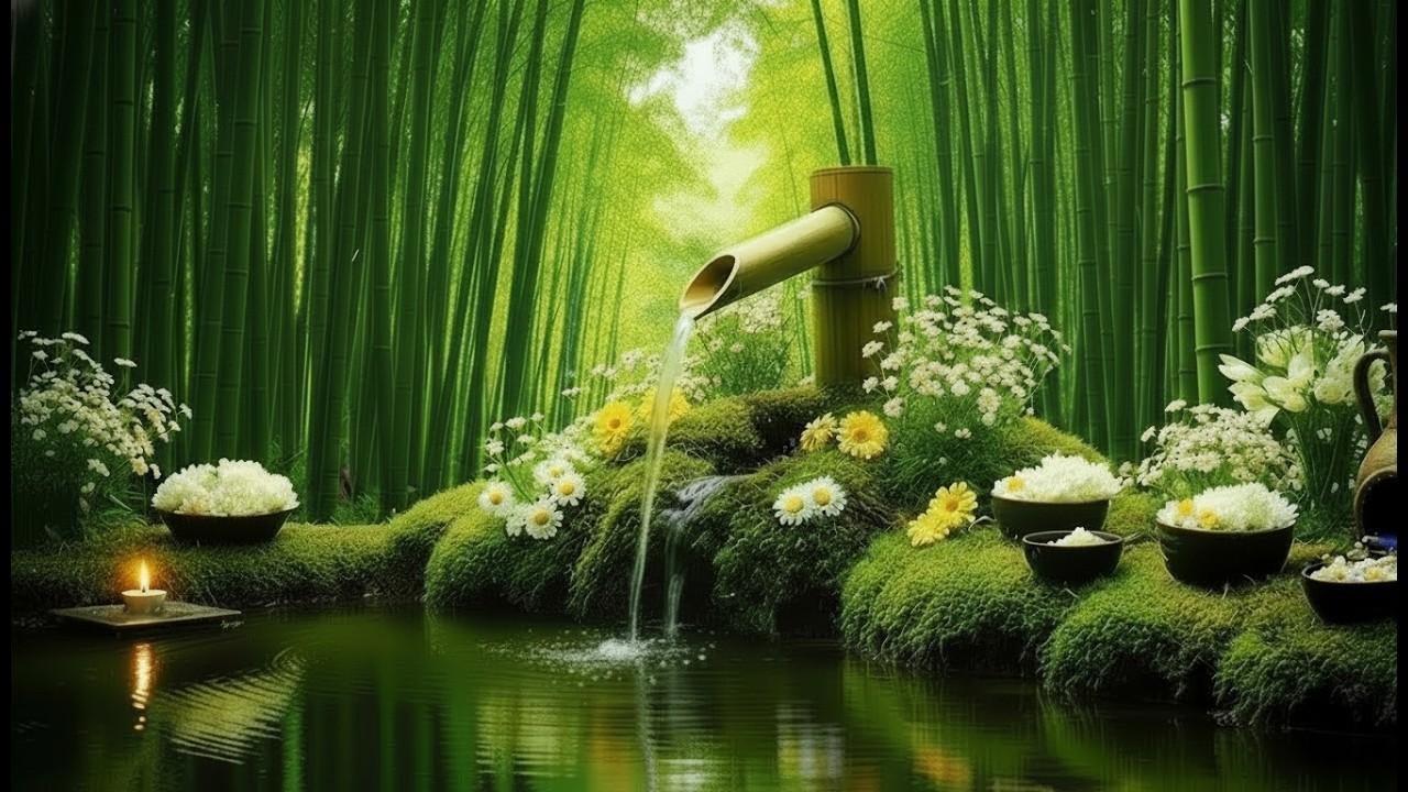 Mind Healing 🌿 Bamboo Water Sounds & Relaxing Music, Anxiety Relief
