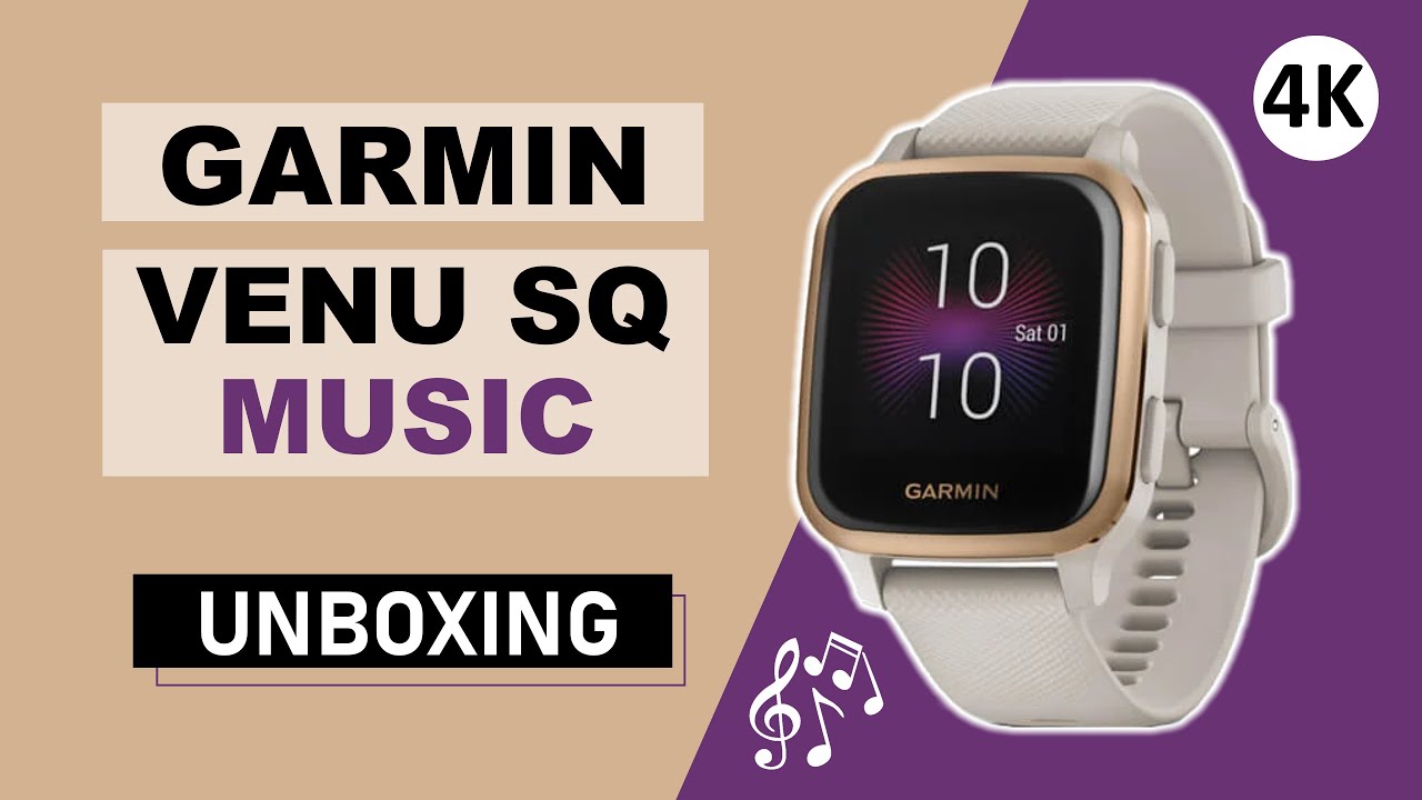 Garmin Venu Sq Music Rose Gold Bezel/Light Sand Case Unboxing 4K (010-02426-11)