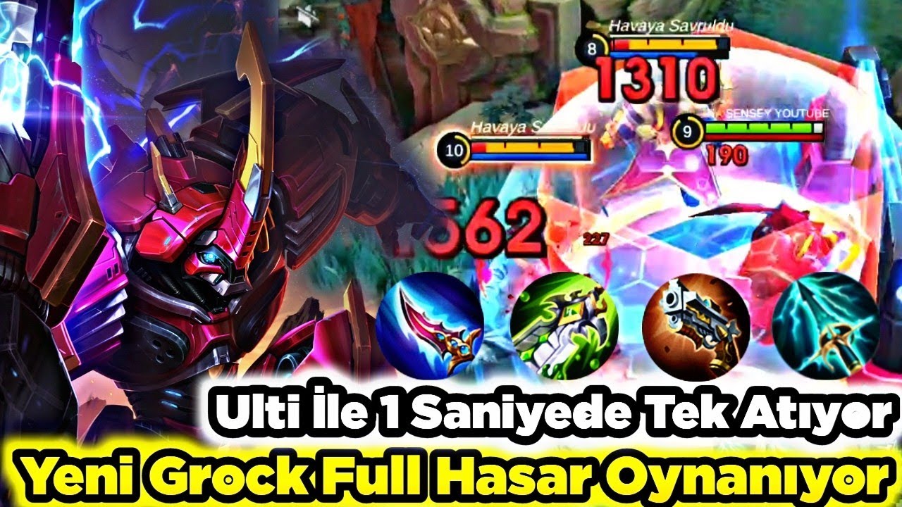 1000 SALDIRI GÜCÜ YENİ GROCK 1 SANİYEDE TEK ATIYOR RAKİP HASARI HİLE SANDI Sensey MLBB