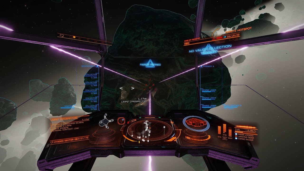 Elite Dangerous: Painite (double overlap) mining in a T9. 250 mil/hr