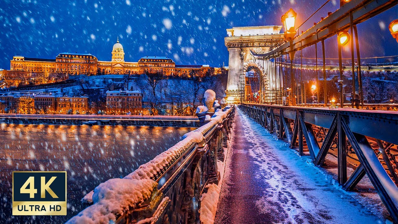 Heavy Snowfall Budapest 4K Walking Tour to the Christmas Market 2024
