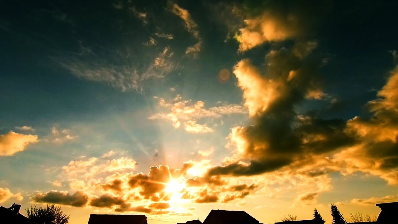 Sunset Sky Timelapse with Relaxing Music &ndash; Calm Clouds Background Video
