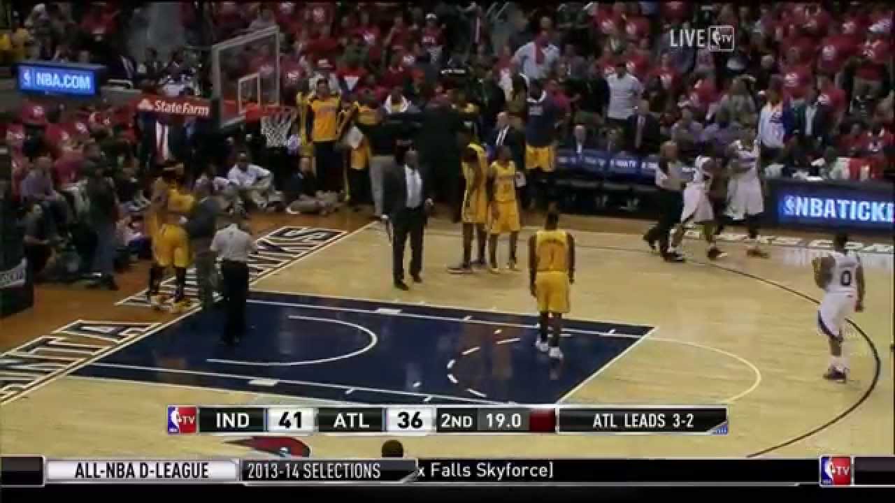 Mike Scott and George Hill shoving match: Pacers at Hawks, Game 6