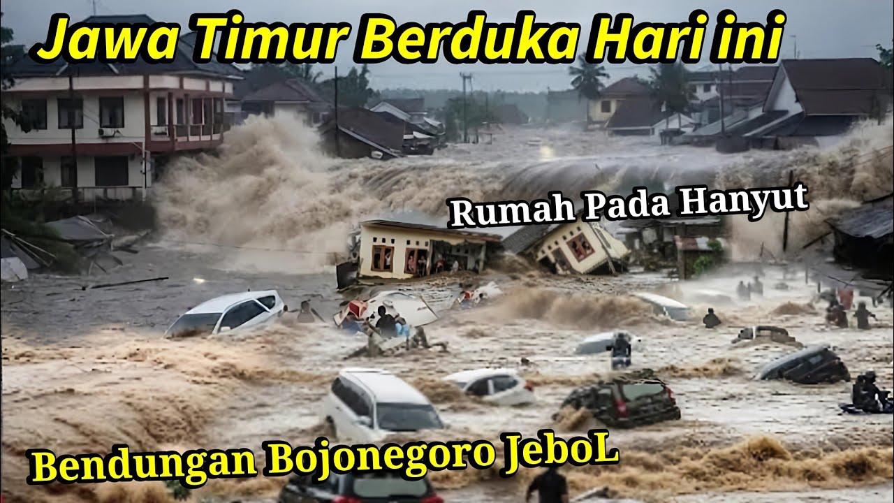 BENDUNGAN BOJONEGORO JEBOL: BOJONEGORO JATIM BANJIR BESAR HARI INI,233 RUMAH TENGGELAM,RUMAH HANYUT