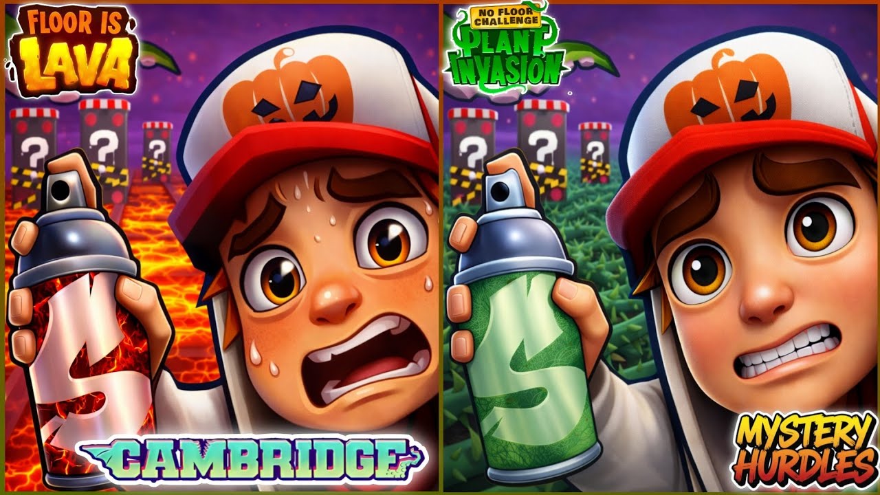Subway Surfers Plants vs Lava in Cambridge! Mystery Hurdles Challenge 🔥🌱