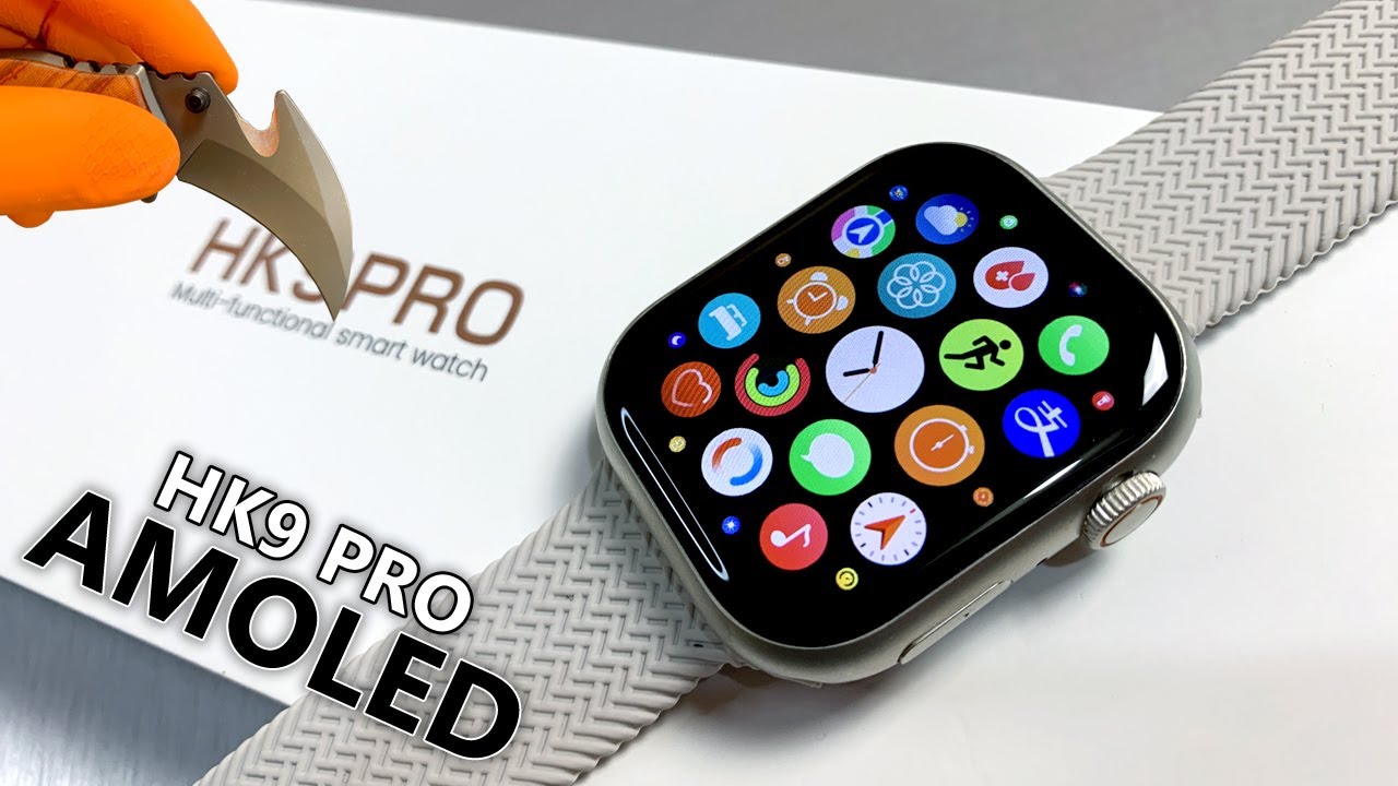 HK9 Pro AMOLED Unboxing & Review Best Sport SmartWatch (watchOS Icons/HK8 Pro Max System) - ASMR