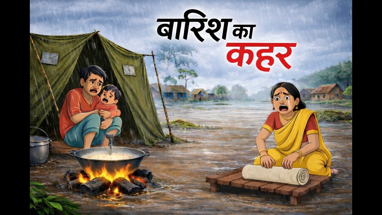 बरसात में गरीब का घर |Barsaat mai garib ka ghar |Moral story| Hindi kahani| Hindi story |2d cartoon