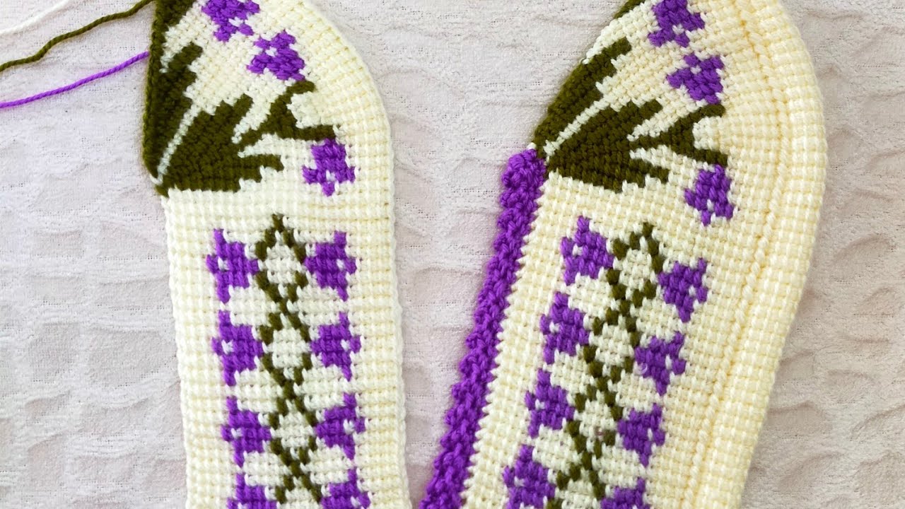 Laleli tunus patik yapımı #keşfet #crochet #handmade #öneçıkar #pinterest #patikyapımı