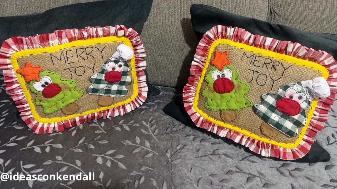 ✨💕FUNDA NAVIDEÑA con APLIQUES en tela para cojín paso a paso ✨MOLDES GRATIS✨|ideas con kendall 