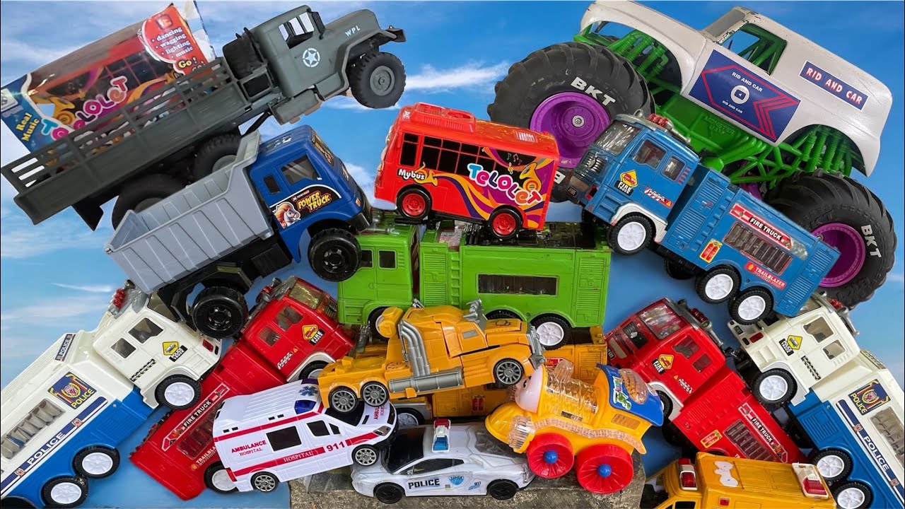 POLICE CAR, AMBULANCE, TRUCK ARMY, FIRE TRUCK AND BUS TAYO 