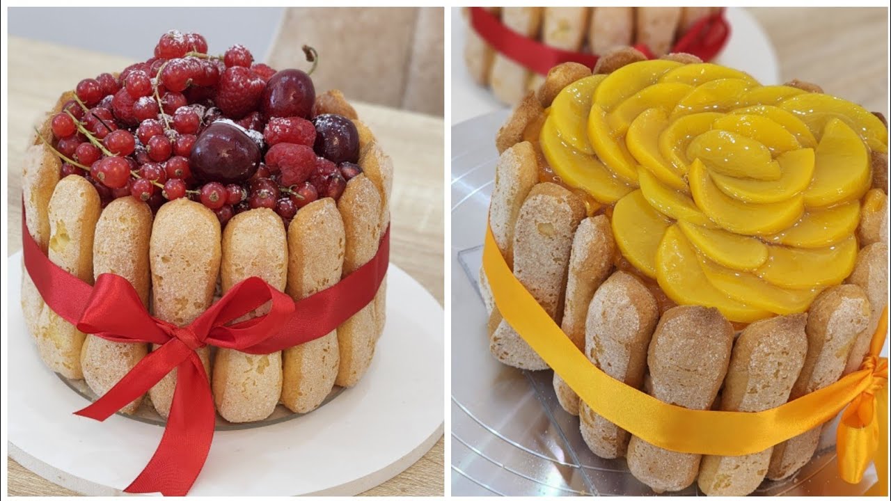 شارلوت محشية بالفواكه سهلة للمبتدآت بكريمة خفيفة و بنينة😋🍒🍓🥝🥭