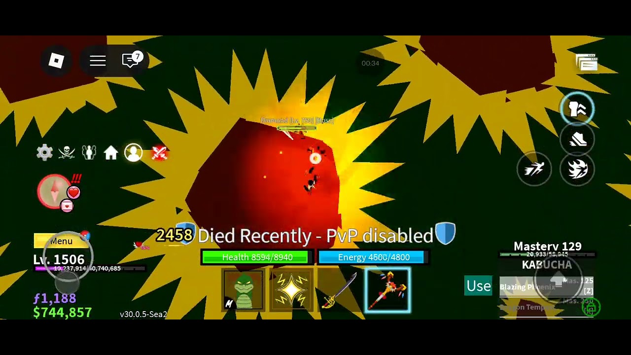 We playing blox friut and we kill diamond Boss 