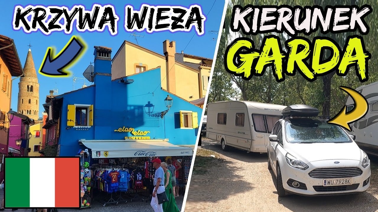 🇮🇹 Jedziemy przyczepą kempingową nad Gardę. KRZYWA dzwonnica w Caorle.